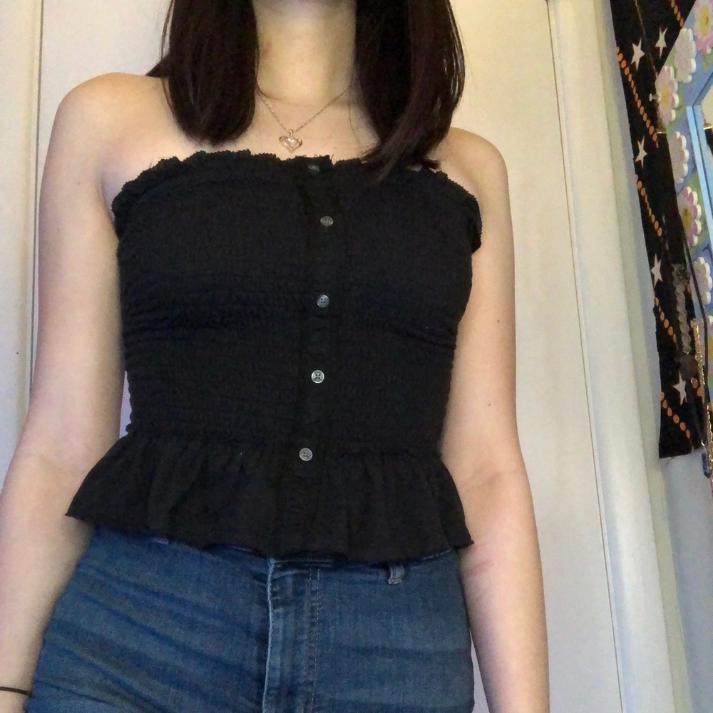 Ruffled Textured Tube Top